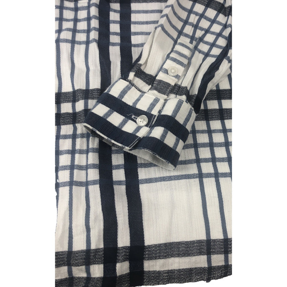 Liz Claiborne Women's Cabin Shirt 1/4 Button Blue Plaid Size Medium Long Sleeves - Picture 5 of 10